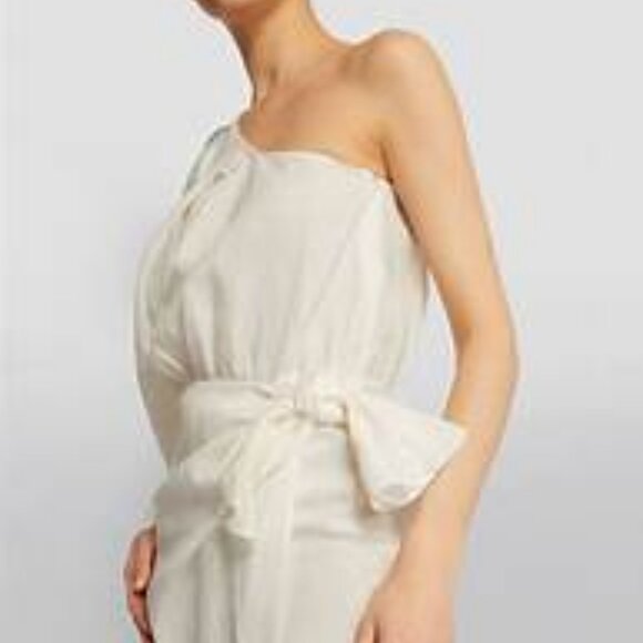 PIECE OF WHITE Galilea One-Shoulder Linen Midi Dress - Picture 12 of 15